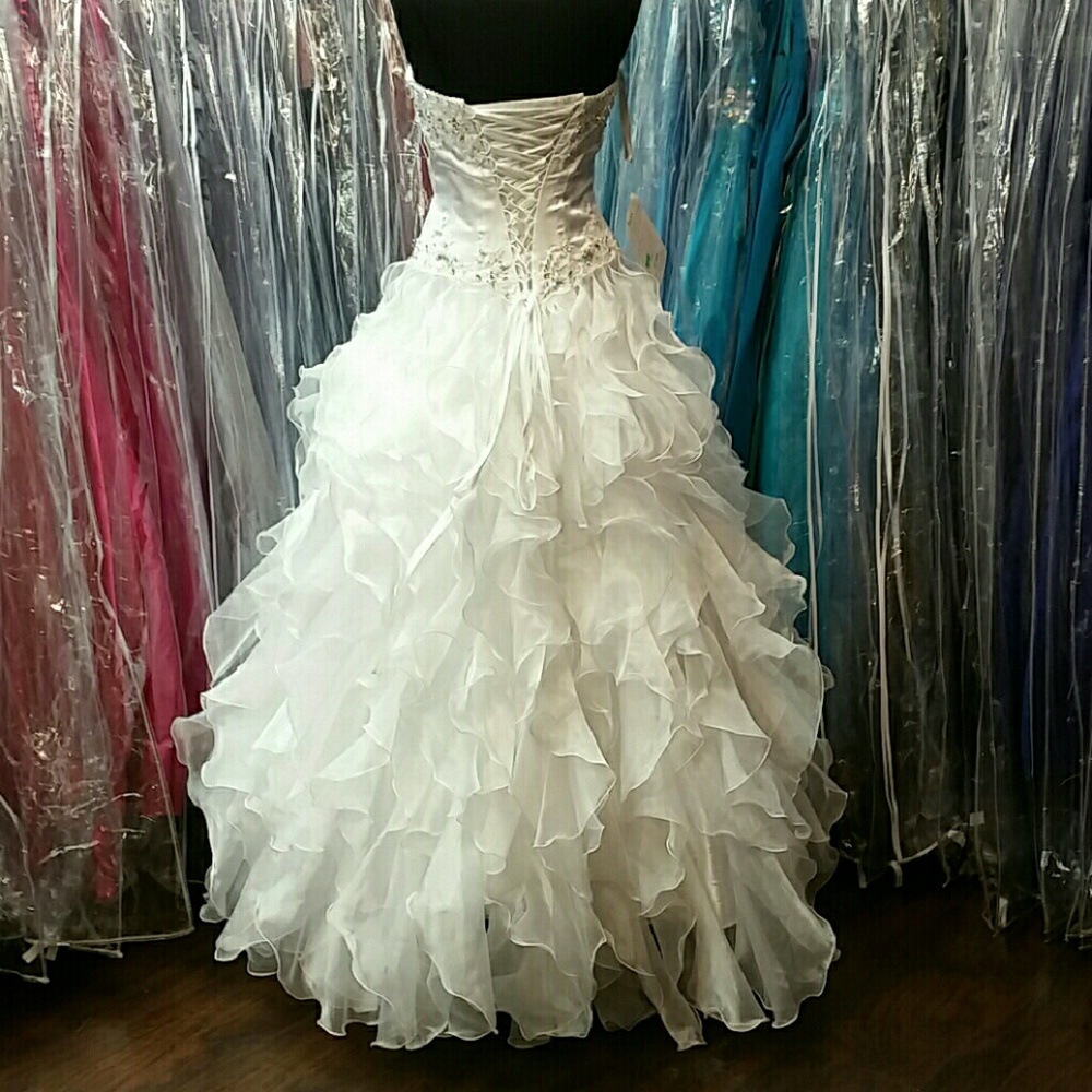 White Ruffle Ballgown - Picture 3 of 5