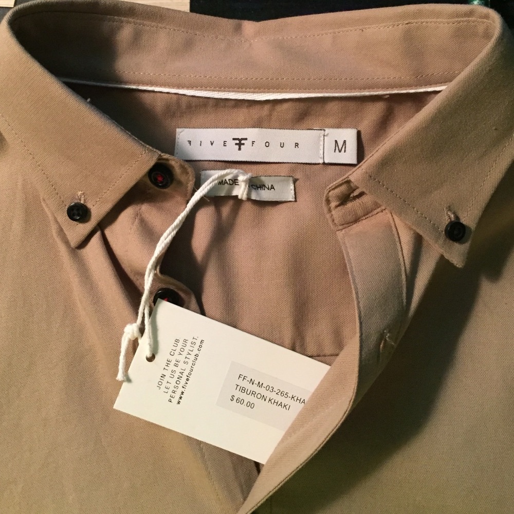 Men's Medium Five Four Khaki Button Down