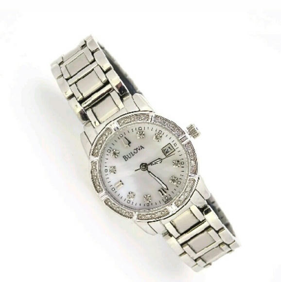 NWT Bulova DIAMOND stainless steel watch display picture 2