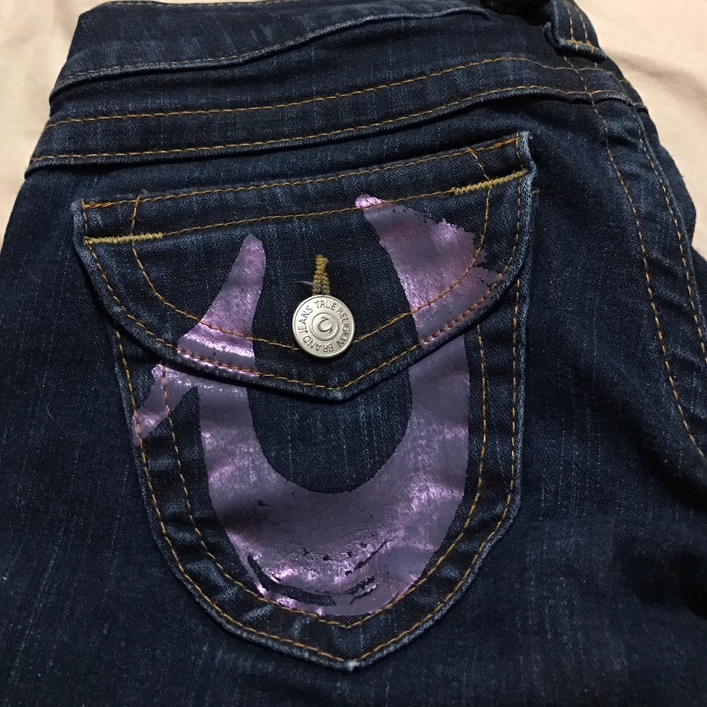 Authentic true religion purple paint pocket sz 27