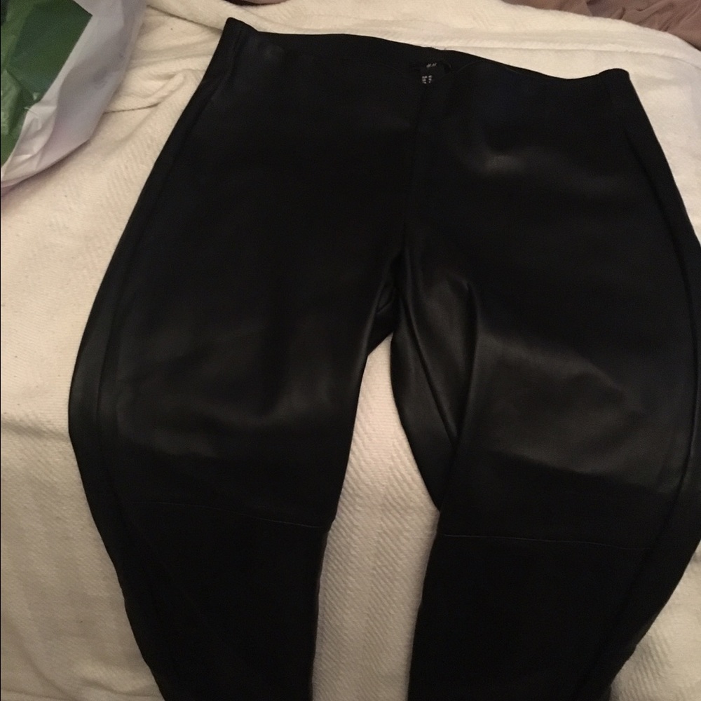 H&M black leather pants size 10