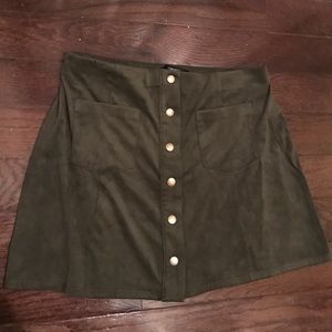 Olive faux suede skirt