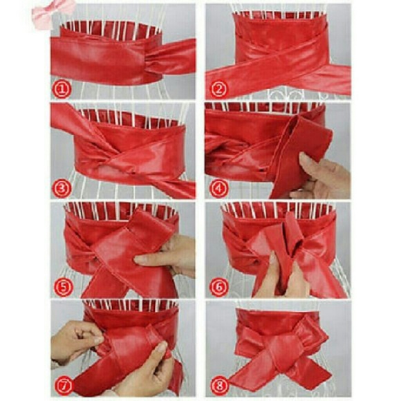 New wide red faux leather obi belt - Picture 3 of 4