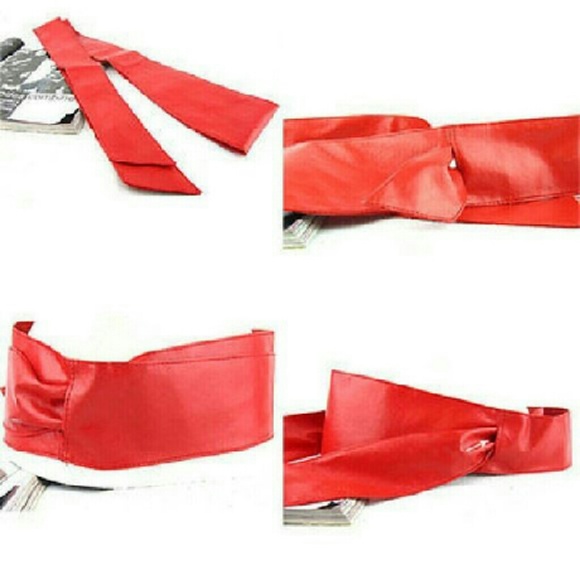 New wide red faux leather obi belt - Picture 4 of 4