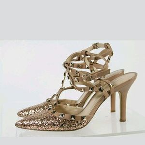 BCBGENERATION glitter gold tone rockstud