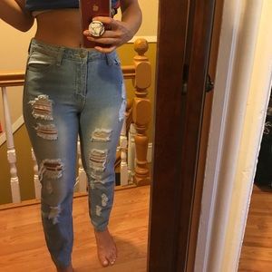 Forever21 distressed high waist girlfriend jeans
