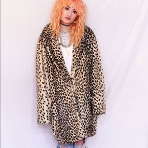 Oversized faux leopard coat