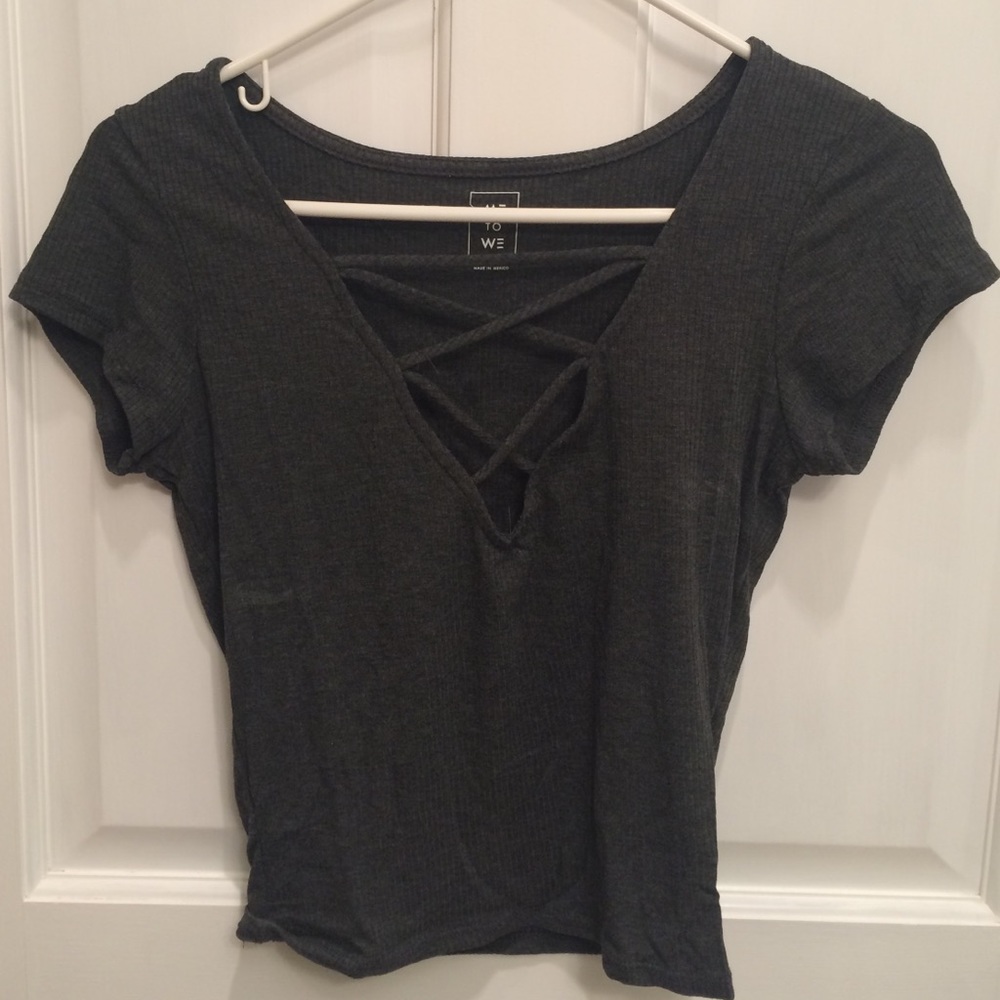 Grey lace up shirt