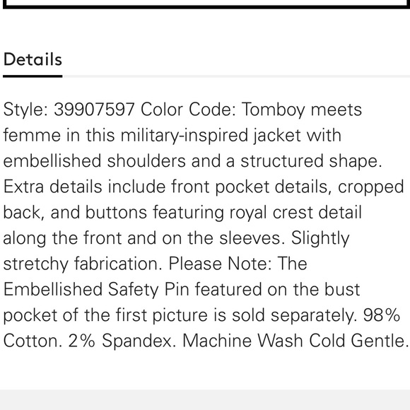 ❤️SOLD❤️ People Shrunken Officer Jacket - Picture 4 of 6