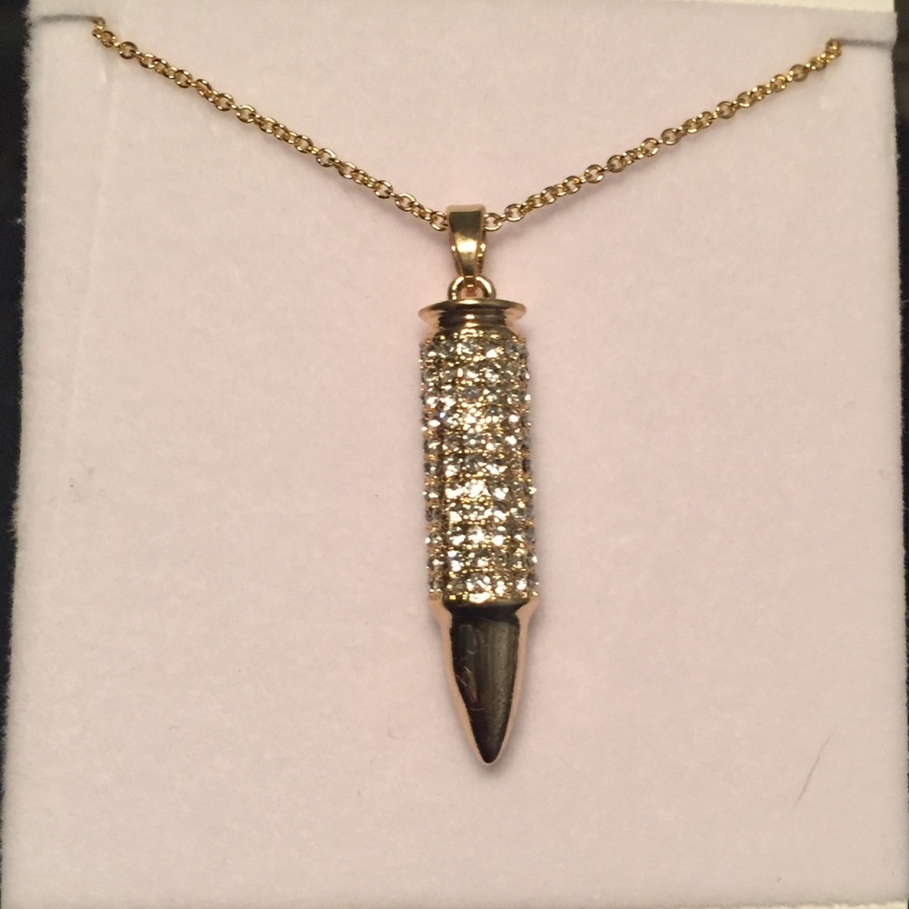 18k GP Swarovski Bullet Crystal Neckace