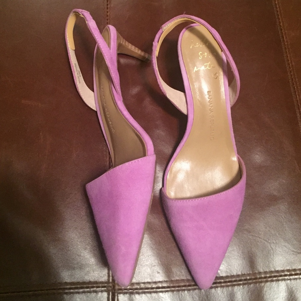 Pink suede sling back heels
