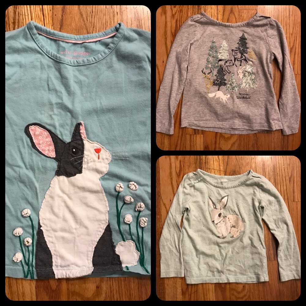 2 shirts are Gymboree 1 mini boden girls size 5/6