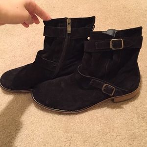 Suede black booties