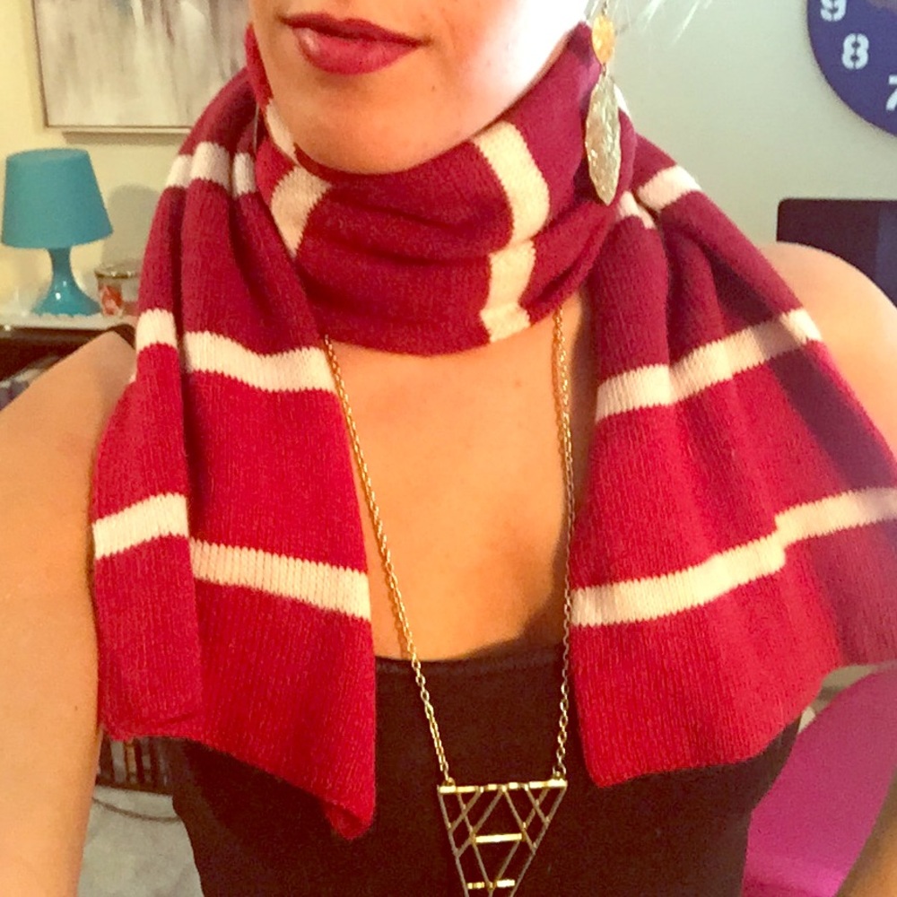 Red and white striped scarf
