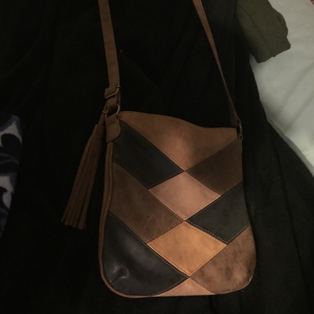 Leather (faux) cross body purse