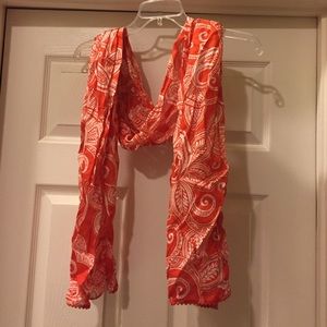 New Viscose Orange/Beige Long Crinkle Scarf