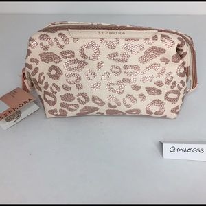 Sephora Rose Gold Leopard Cosmetic Bag NWT
