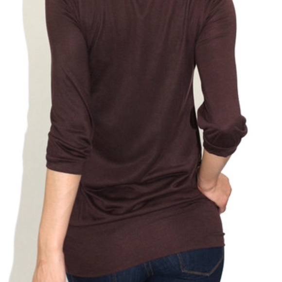 Casa Lee Brown Pleat Scoop Neck Top - Picture 2 of 4