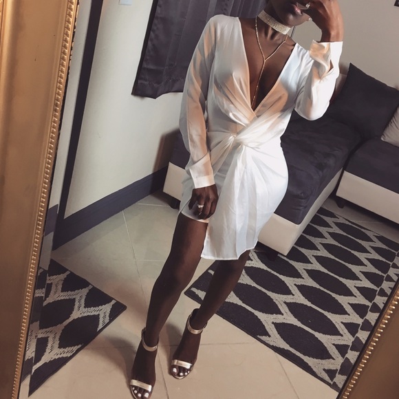 sale -- PURE WRAP SATIN DRESS - Picture 2 of 3