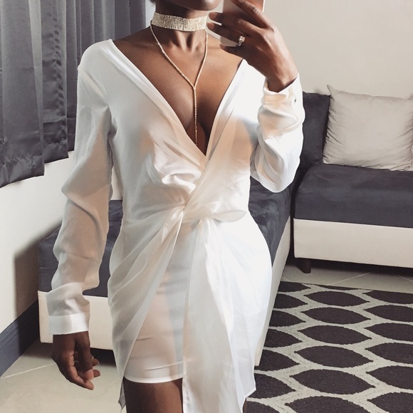 sale -- PURE WRAP SATIN DRESS - Picture 3 of 3