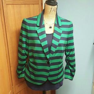 The Limited Green & Navy Striped Blazer