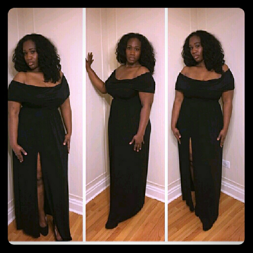 Goddess off shoulder maxi dress