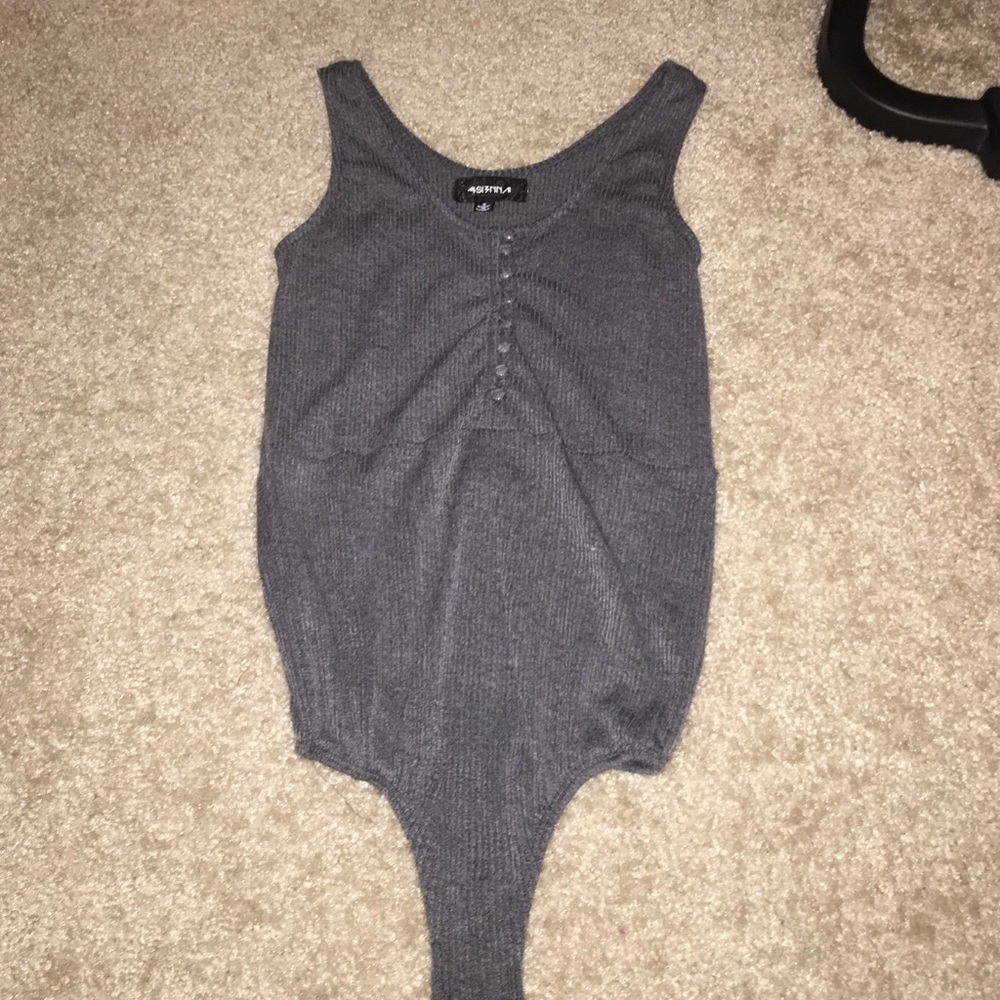 Grey Button Down Bodysuit