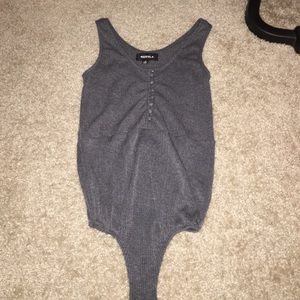 Grey Button Down Bodysuit