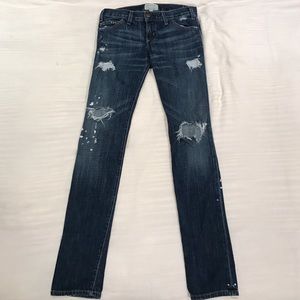 Current Elliot Skinny Destroyed Jeans