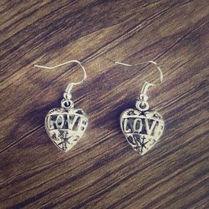 10/$20 SALE - Love Heart Shaped Dangle Earrings