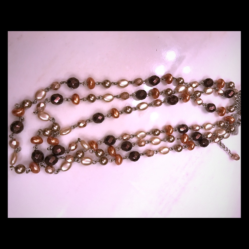 Cute layered genuine pearl and bead necklace.