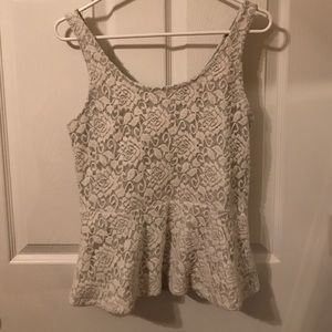 EXPRESS white floral-print lace Peplum top
