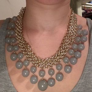 Talbots gold and cloudy blue statement necklace