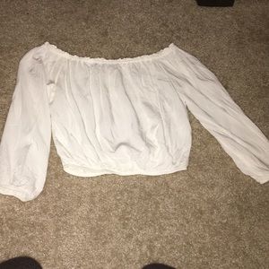 White Flowy Off the Shoulder Long Sleeve