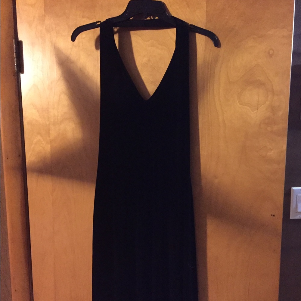 Medium black velvet halter top dress