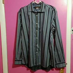 Etro  blue striped button down shirt
