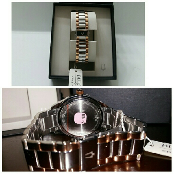 NWT Bulova multifunction crystal rose sliver watch