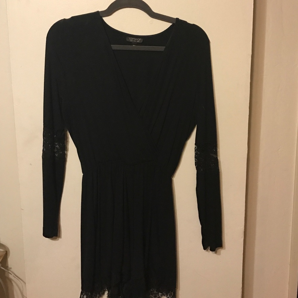Top shop Black lace trim romper