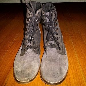 Free People Black Leather and Suede Combat Boots