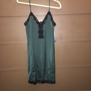 Silk forest green slip dress size small *NWT*