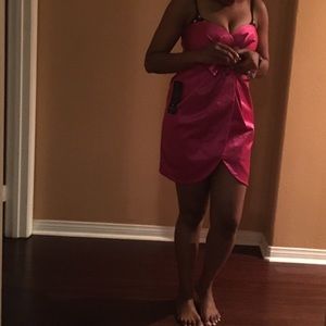 NWT Bebe strapless now dress M pink
