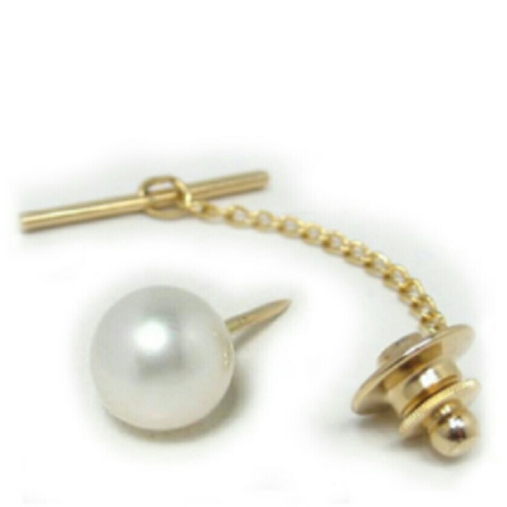 White South Sea Pearl Tie tack 14k