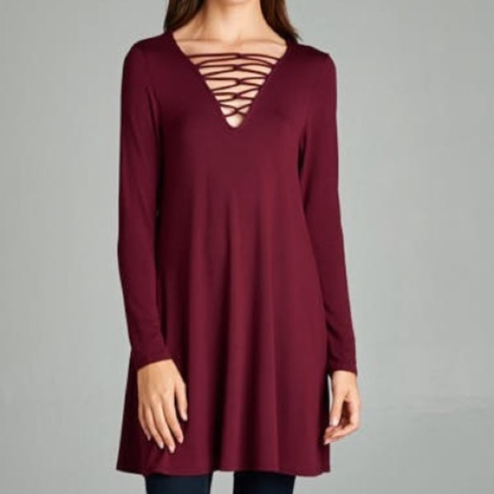 Strappy Neckline Tunic Top