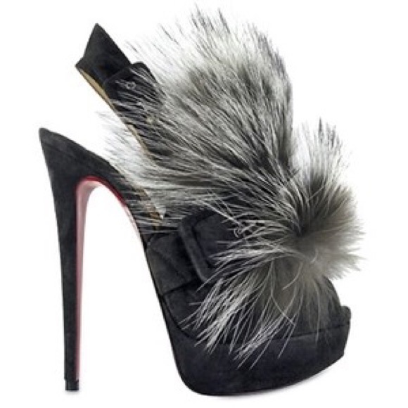 SOLDChristian Louboutin 150 mm Splash Fur Heels - Picture 2 of 4