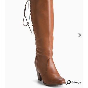 Torrid brown knee back lace boot