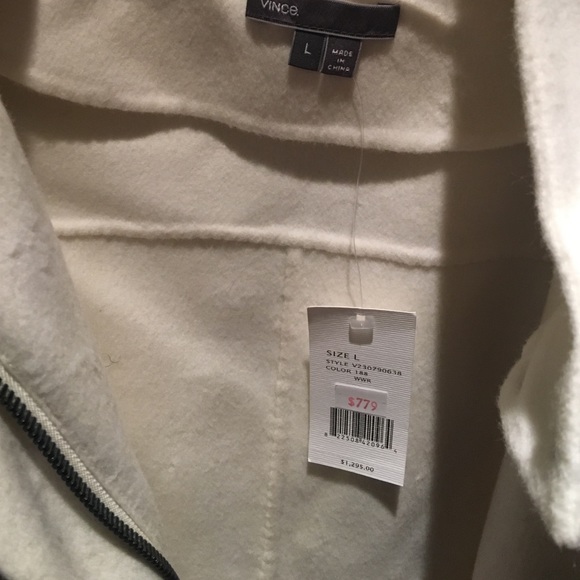 Vince rabbit fur hood coat white size large - Picture 2 of 4