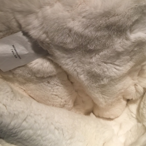 Vince rabbit fur hood coat white size large - Picture 4 of 4