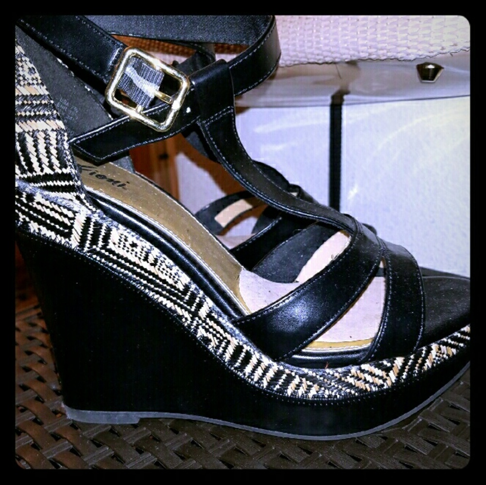 Black Wedge Sandals