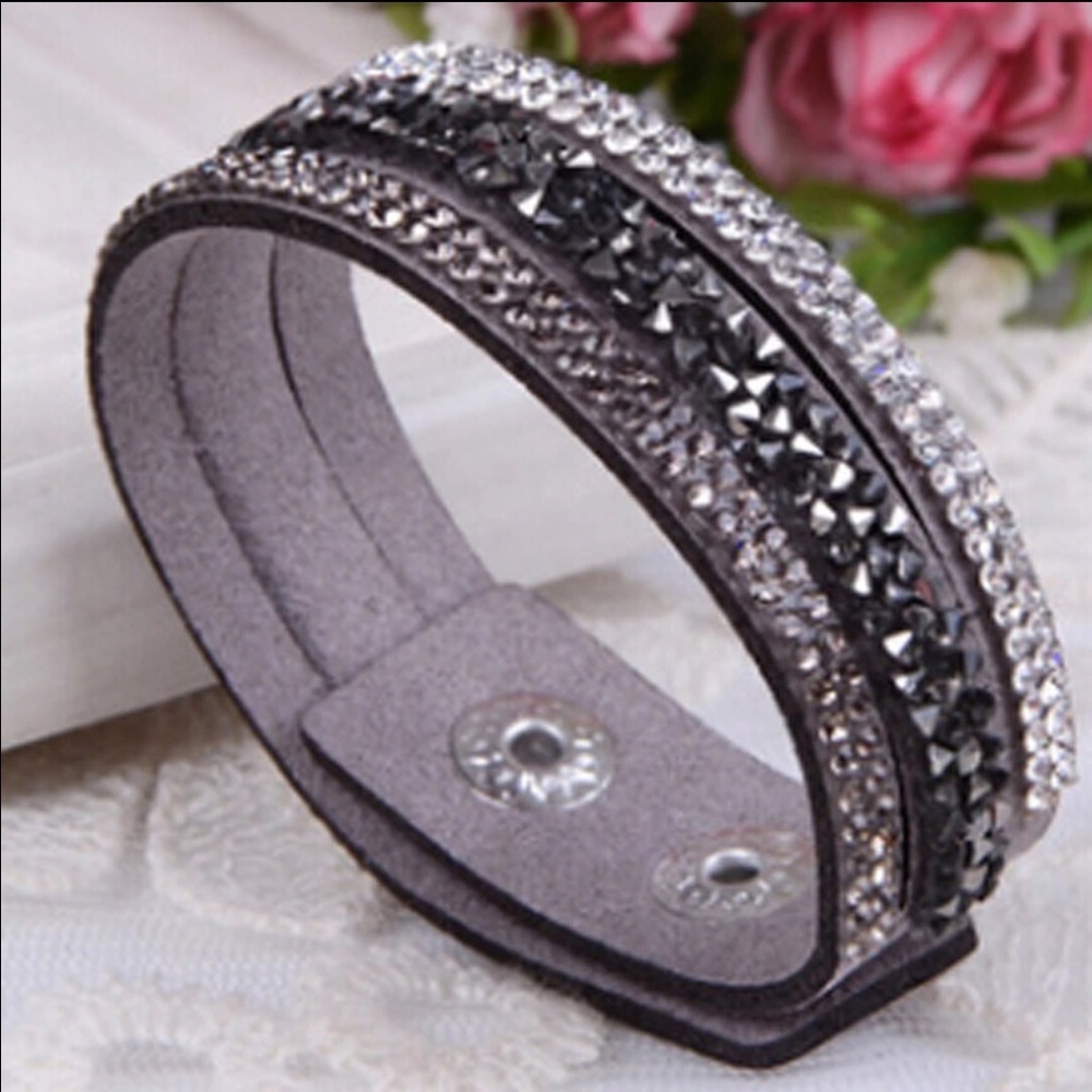 Suede button cuff bracelet