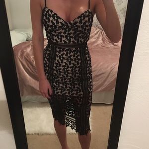 Black lace midi dress